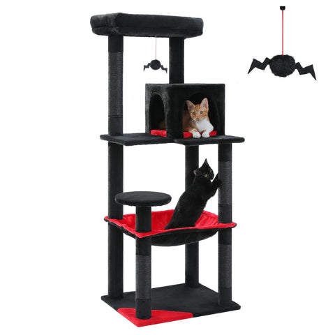 Kattentoren met 5 niveaus voor grote binnenkatten met hangmat en comfortabele zitplaats