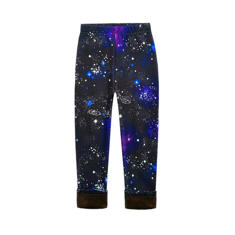 Vintage Floral Fleece Leggings for Girls