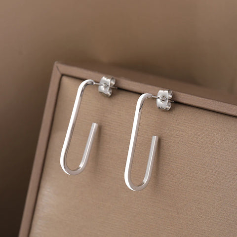 Gothic Punk Stainless Steel Geometric Rectangle Stud Earrings for Women
