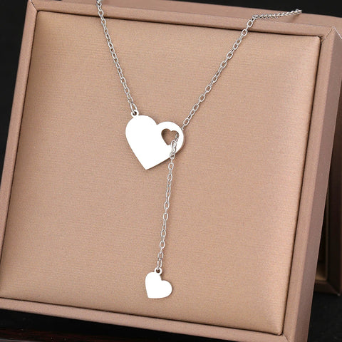 Stainless Steel Sweet Heart Pendant Necklace for Women - Fashion Choker Jewelry for Weddings and Parties