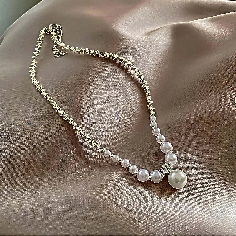 New Fashion Pearl Droplet Necklace for Women - Minimalist Design String Bead Collarbone Chain Wedding Jewelry Gifts