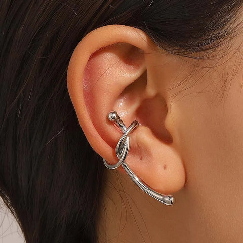 Gold Knotted Ear Clip - Fashion Jewelry for Women & Girls, No Piercing Needed