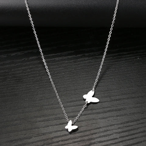 Delicate Stainless Steel Butterfly Pendant Necklace for Women - Elegant Fashion Jewelry Gift