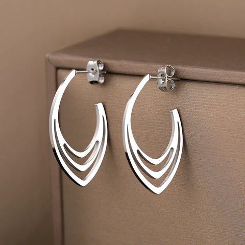 Vintage Stereoscopic Stainless Steel Earrings - Trendy Stud Jewelry for Women