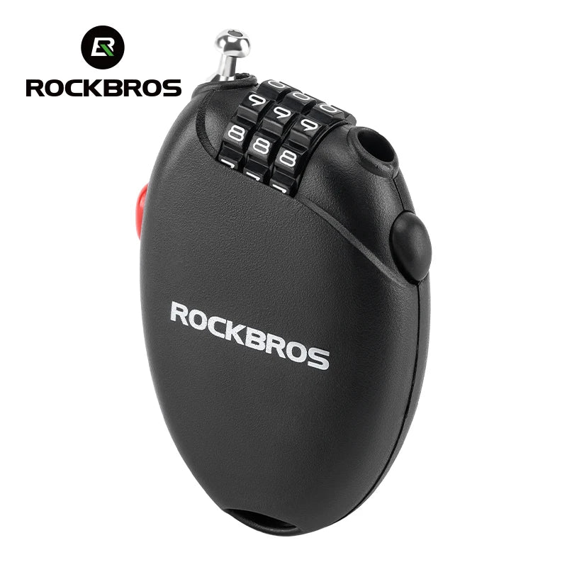ROCKBROS Bicycle Lock - Anti-theft Portable Lightweight 3-Digit Password Cable Lock for Helmets, Chains, and Backpacks