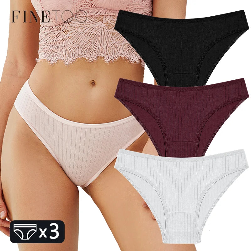 FINETOO 3PCS Women's Cotton Panties Set
