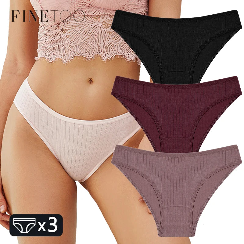FINETOO 3PCS Women's Cotton Panties Set
