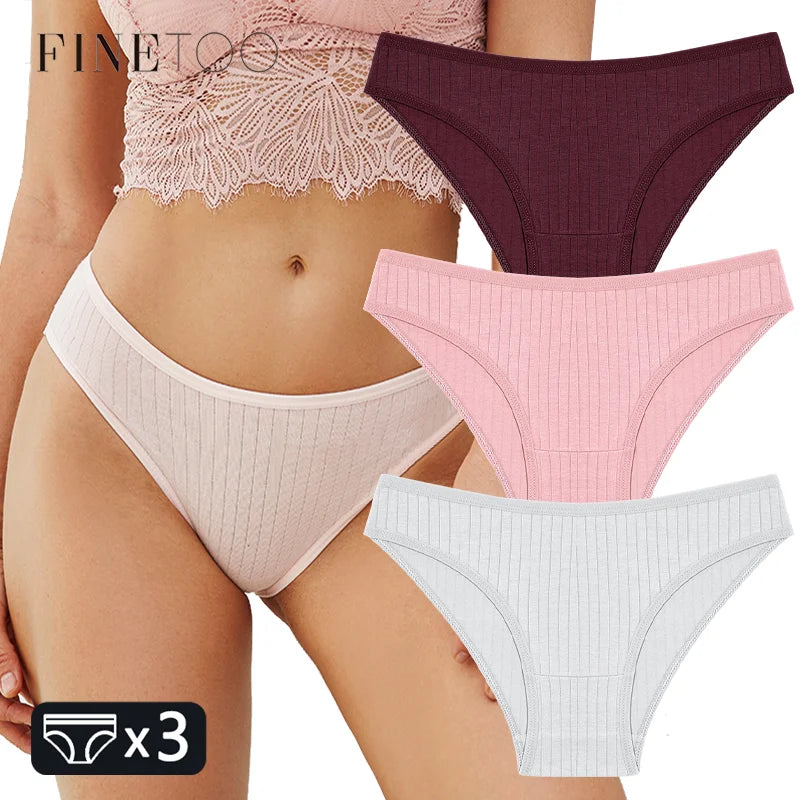 FINETOO 3PCS Women's Cotton Panties Set