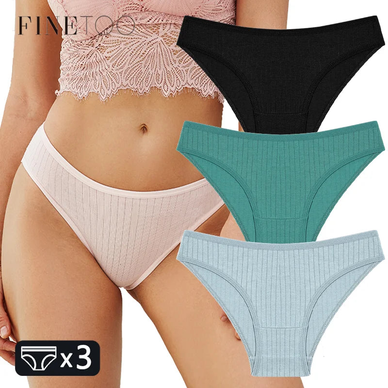 FINETOO 3PCS Women's Cotton Panties Set