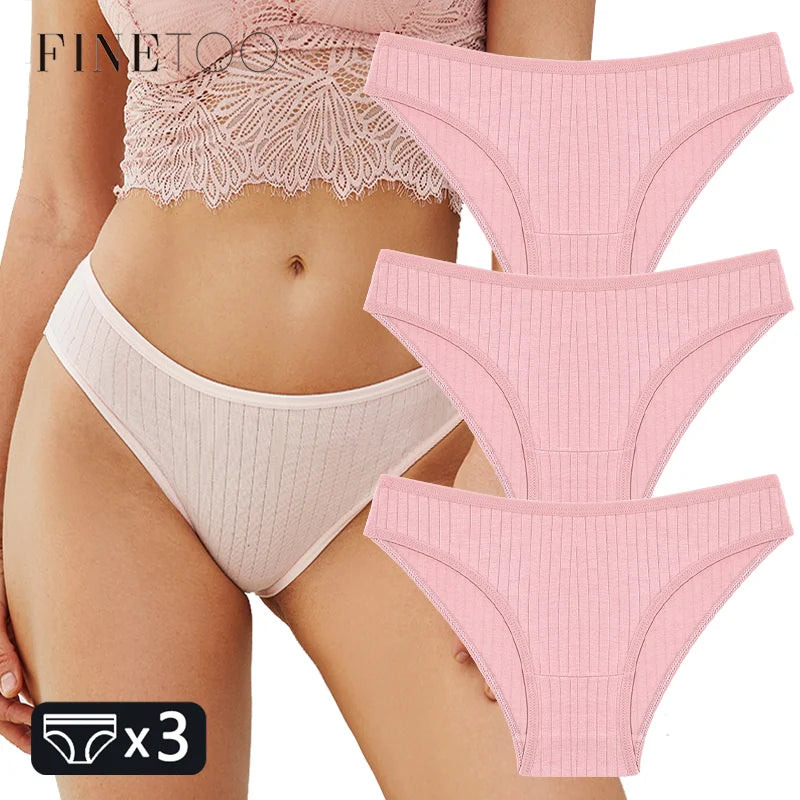 FINETOO 3PCS Women's Cotton Panties Set