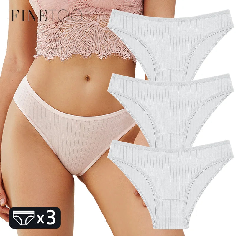 FINETOO 3PCS Women's Cotton Panties Set