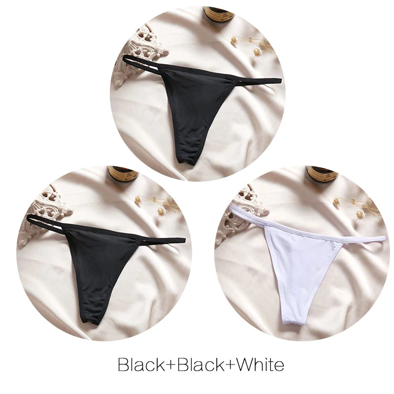 FINETOO Cotton Bikini Panties T-back Thong Set