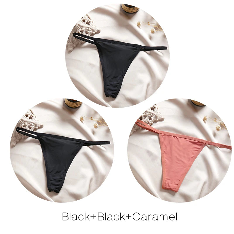 FINETOO Cotton Bikini Panties T-back Thong Set