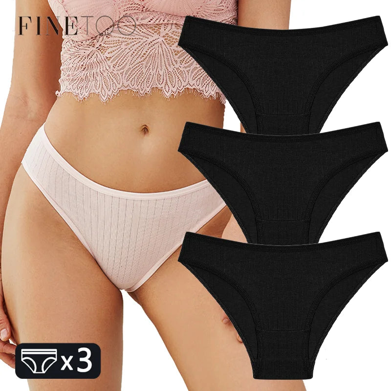 FINETOO 3PCS Women's Cotton Panties Set