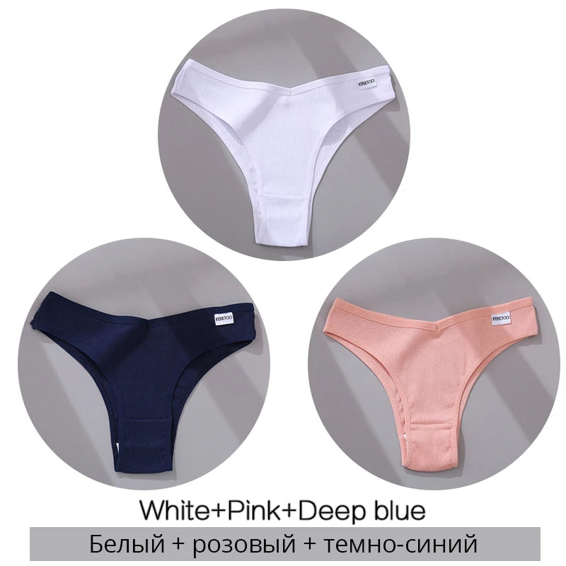 FINETOO Cotton Brazilian Panties 3Pcs Set