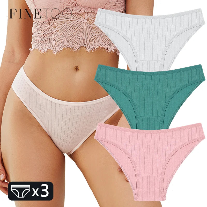 FINETOO 3PCS Women's Cotton Panties Set