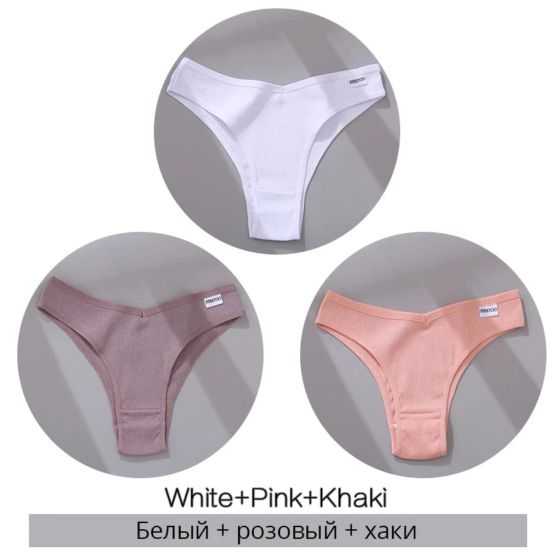 FINETOO Cotton Brazilian Panties 3Pcs Set