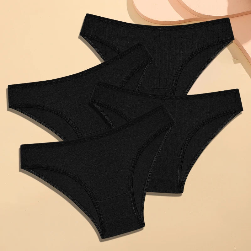 FINETOO Women's Cotton Striped Underwear - 4Pcs