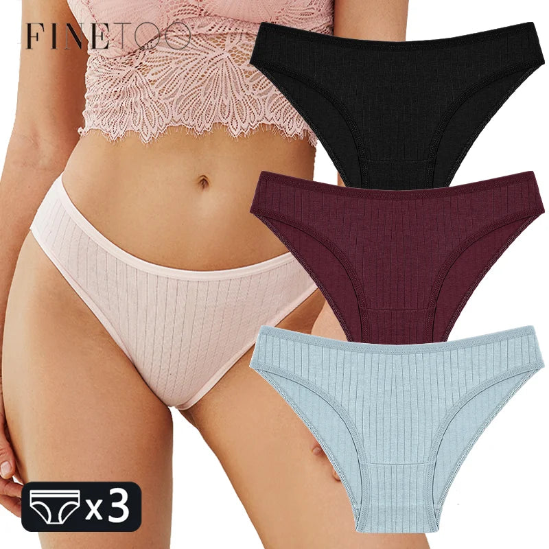 FINETOO 3PCS Women's Cotton Panties Set