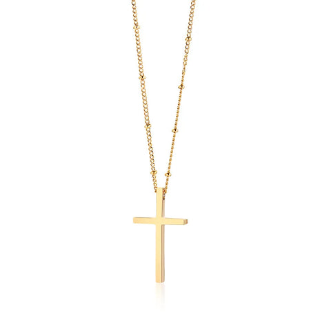 Danity Cubic Zirconia Cross Pendant Necklace for Women - Adjustable Stainless Steel Chain
