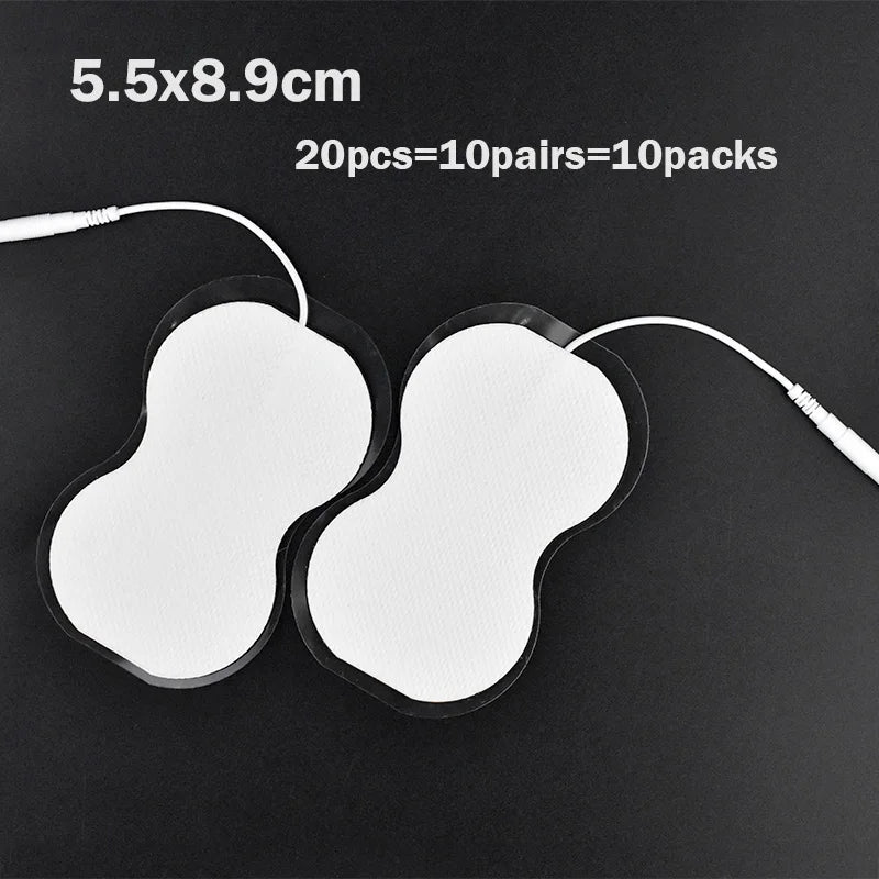 20/100p 5x5cm TENS EMS Nerve Muscle Stimulator Gel Electrode Pads with 2mm Plug