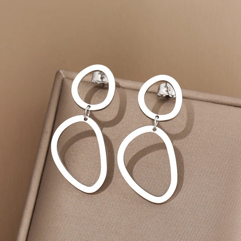 Trendy Stainless Steel Geometric Oval Earrings for Women - Perfect for Parties and Gifts