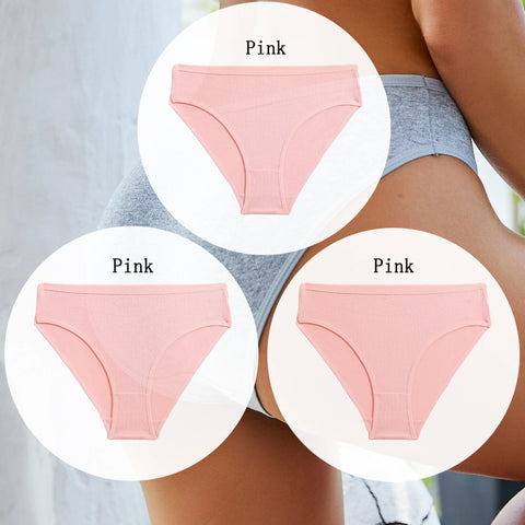 3PCS Set of Cotton Solid Color Women’s Panties – Sexy Basic Briefs for Everyday Comfort
