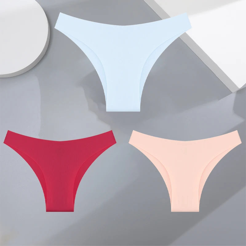 3Pcs Ultra-thin Seamless Silk Underwear for Women