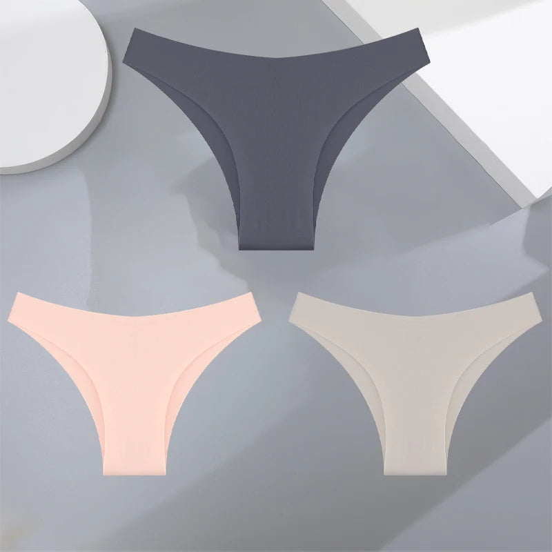 3Pcs Ultra-thin Seamless Silk Underwear for Women