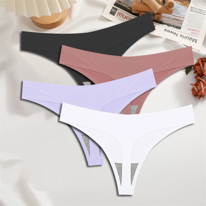 FINETOO 4PCS Silk Satin Seamless Underwear
