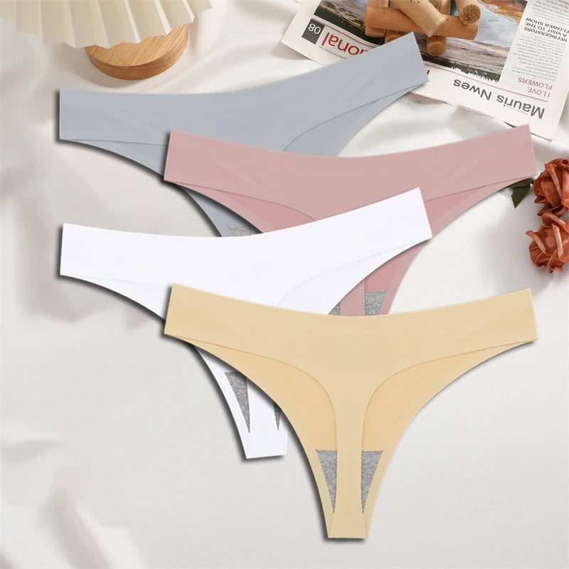 FINETOO 4PCS Silk Satin Seamless Underwear