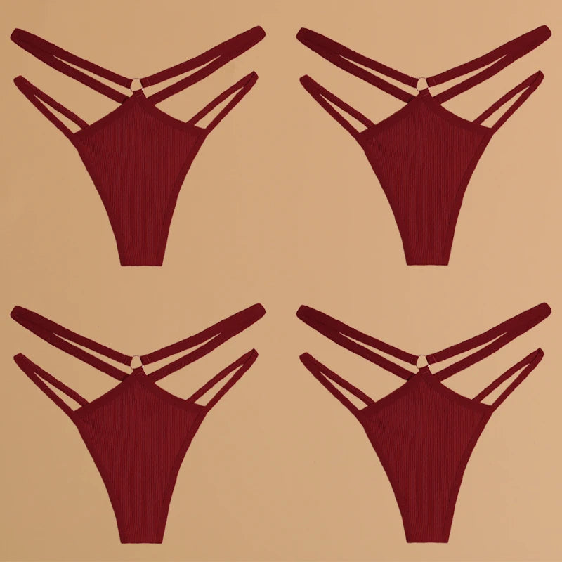 FINETOO 4Pcs Cotton Double Thin Belts Underwear for Women