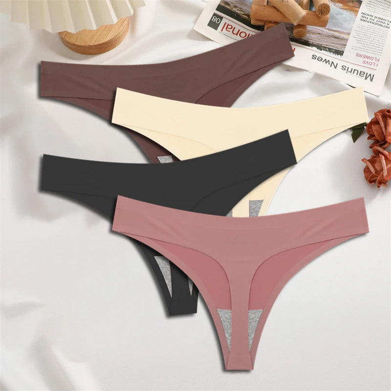 FINETOO 4PCS Silk Satin Seamless Underwear