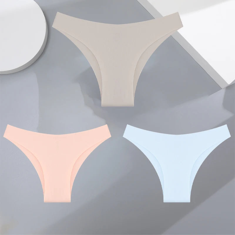 3Pcs Ultra-thin Seamless Silk Underwear for Women