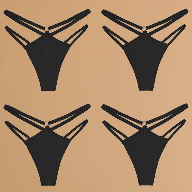 FINETOO 4Pcs Cotton Double Thin Belts Underwear for Women