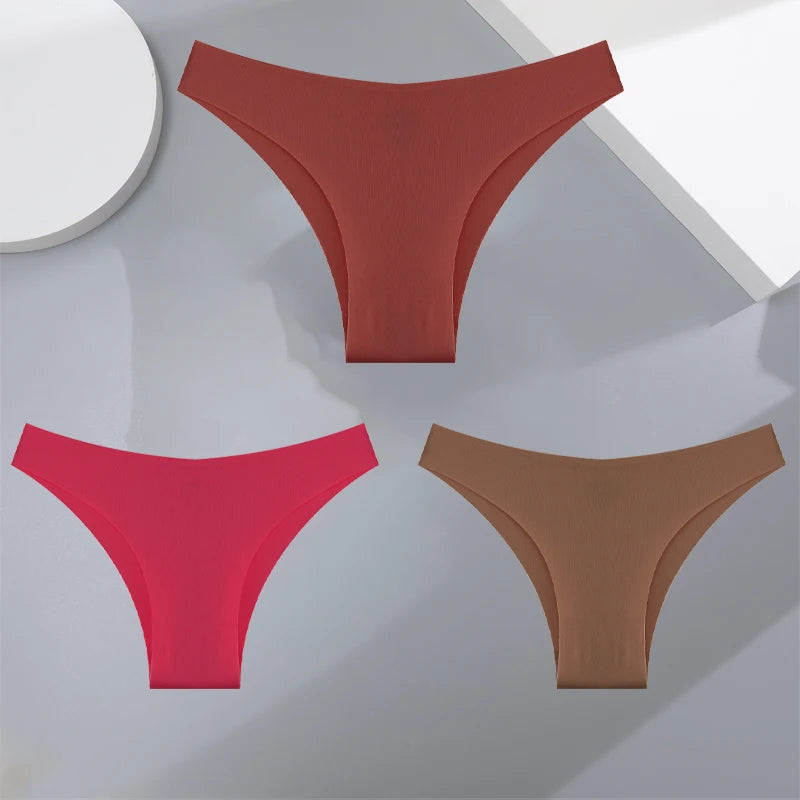 3Pcs Ultra-thin Seamless Silk Underwear for Women