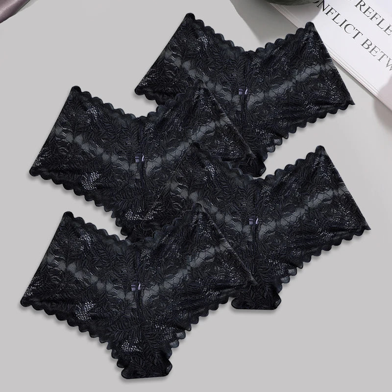 FINETOO 4pcs Lace Floral Boyshorts Underwear for Women