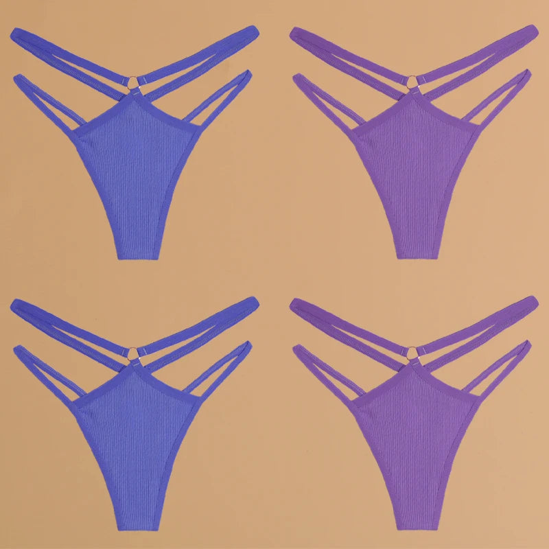 FINETOO 4Pcs Cotton Double Thin Belts Underwear for Women