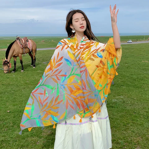 Stylish Women's Scarf - Dual-Use Cotton Shawl
