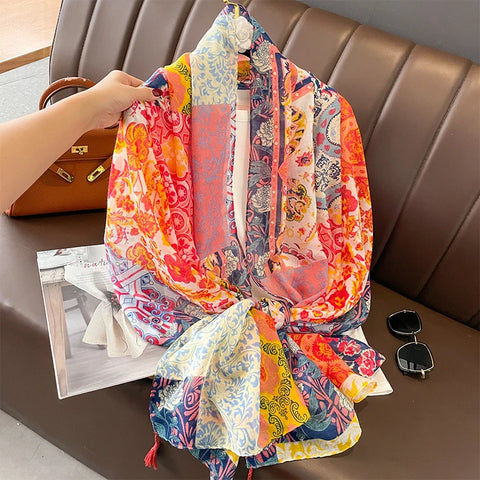 Luxury Cotton Scarf for Women - Stylish Large Shawl
