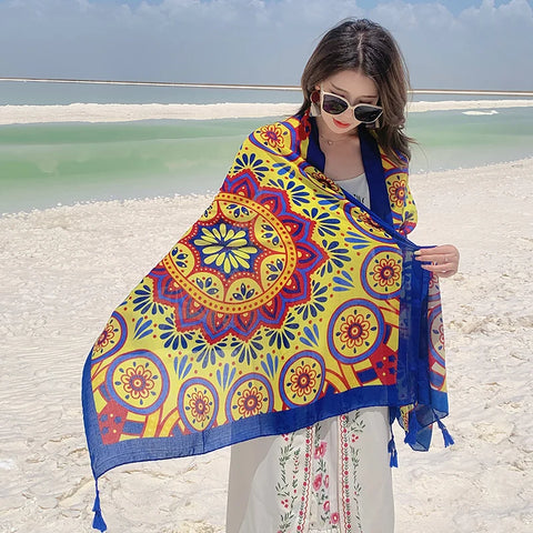 Stylish Women's Scarf - Dual-Use Cotton Shawl