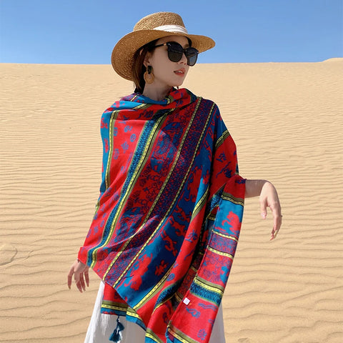 Stylish Women's Scarf - Dual-Use Cotton Shawl