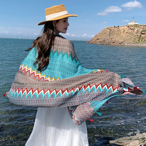 Stylish Women's Scarf - Dual-Use Cotton Shawl