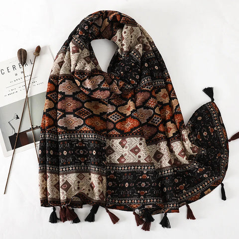 Luxury Cotton Scarf for Women - Stylish Large Shawl