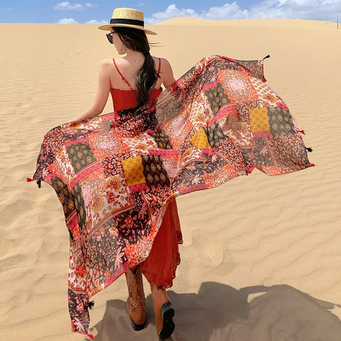 Stylish Women's Scarf - Dual-Use Cotton Shawl