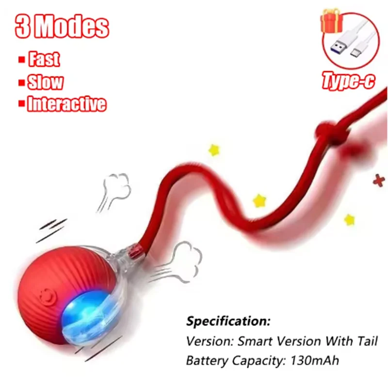 Interactive Cat Ball Toy - Automatic Rolling with Tail