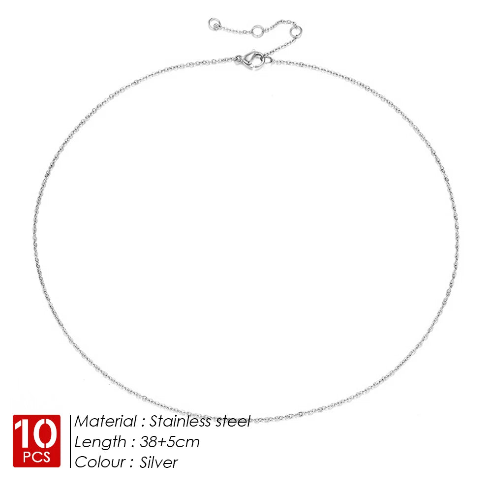 eManco 10PCS Fine Chain Necklace - Stainless Steel Gold-Plated Jewelry for Women
