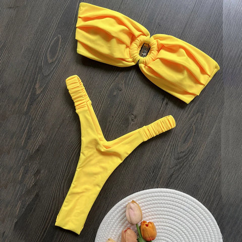 Para Praia Thong Bikini 2025 - 13 Colors Brazilian Bandeau Swimwear for Women