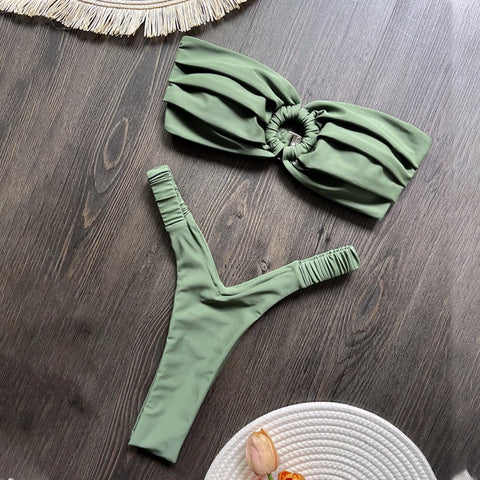 Para Praia Thong Bikini 2025 - 13 Colors Brazilian Bandeau Swimwear for Women