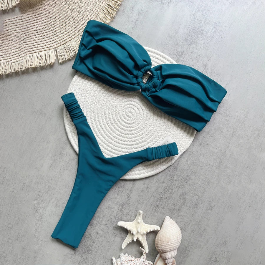 Para Praia Thong Bikini 2025 - 13 Colors Brazilian Bandeau Swimwear for Women
